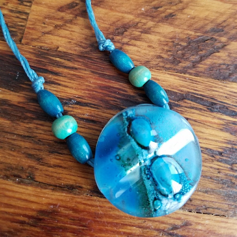 1 of a kind glass necklace